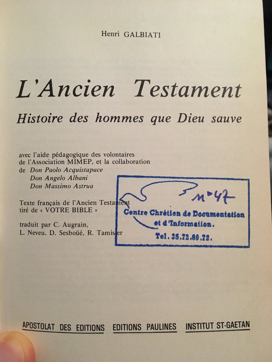 L’Ancien Testament (édition catholique) - ChezCarpus.com