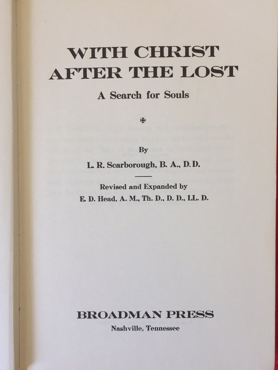 With Christ After the Lost: A Search for Souls