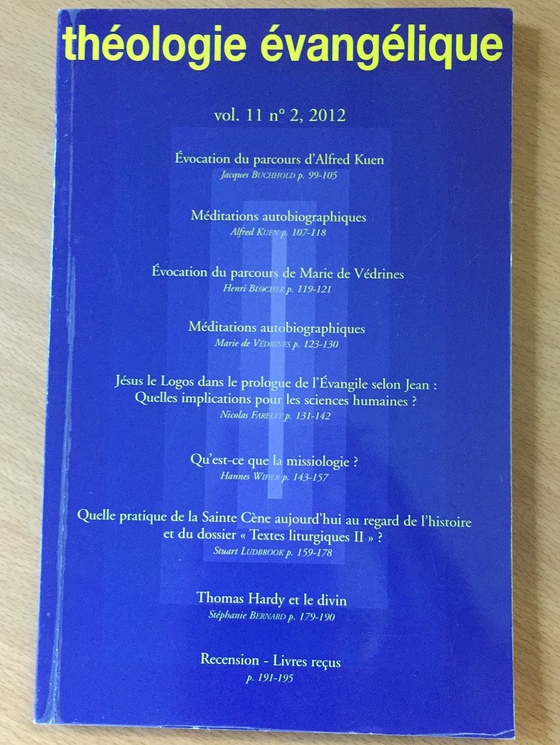 Théologie Évangélique vol.11 #2 2012