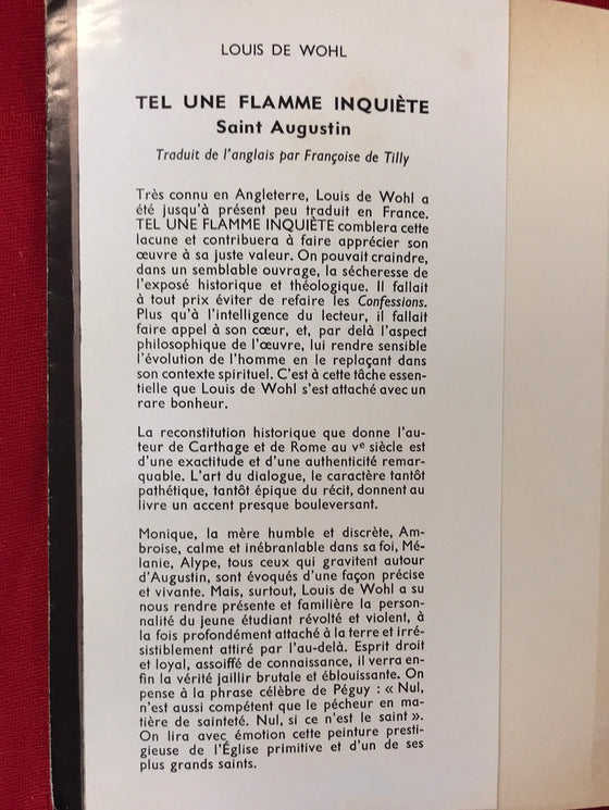 Tel une flamme inquiète - St Augustin