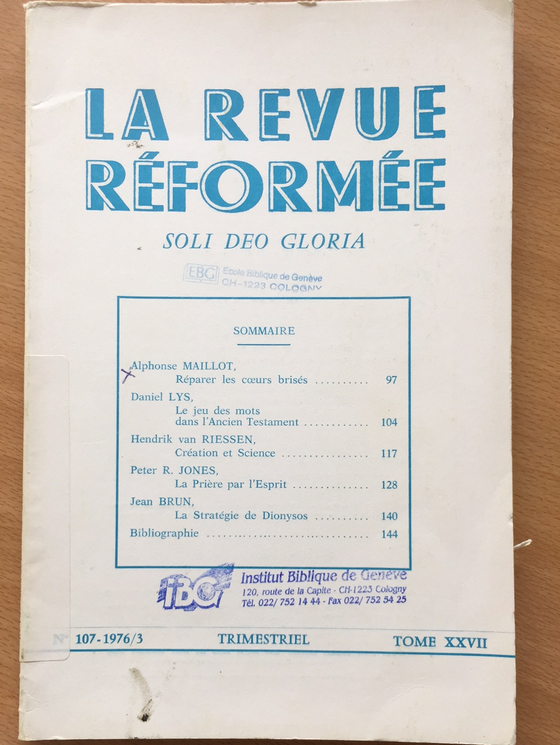 La revue réformée #107 1976/3