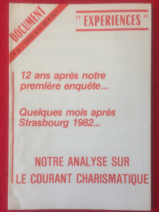 Document Expériences n.47 Notre analyse sur le courant charismatique