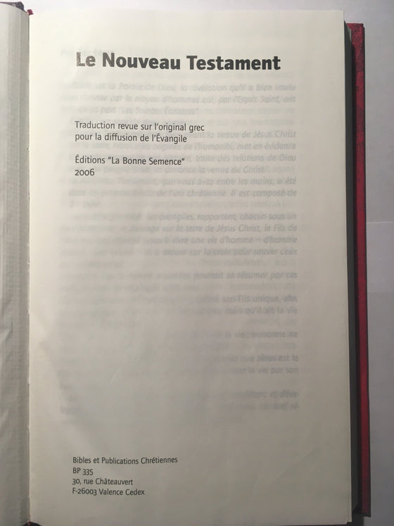 Nouveau Testament (bon état et belle mise en page) - ChezCarpus.com