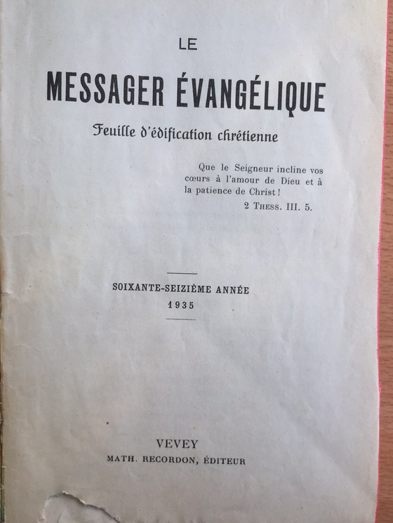 Le messager évangélique 1935