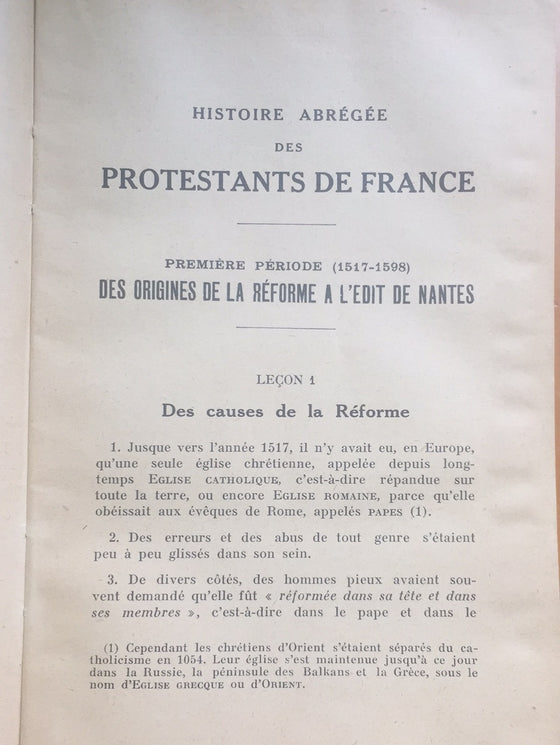 Histoire Abrégée des Protestants de France