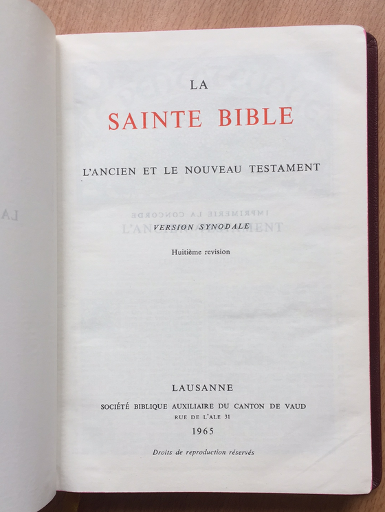 La sainte bible version synodale