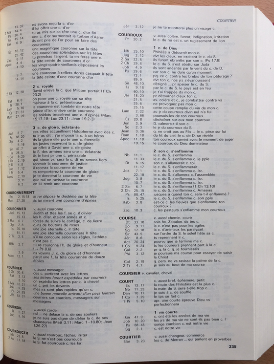 Table pastorale de la Bible