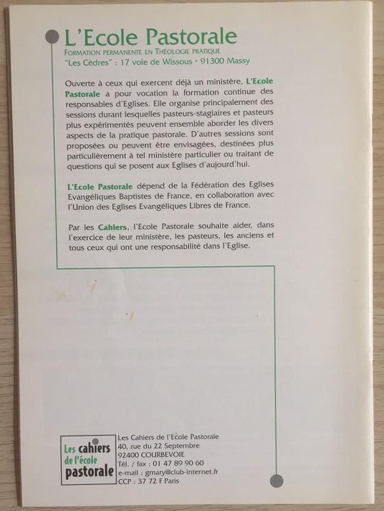 Les cahiers de l’école pastorale - 2e trimestre 1999 vol.32