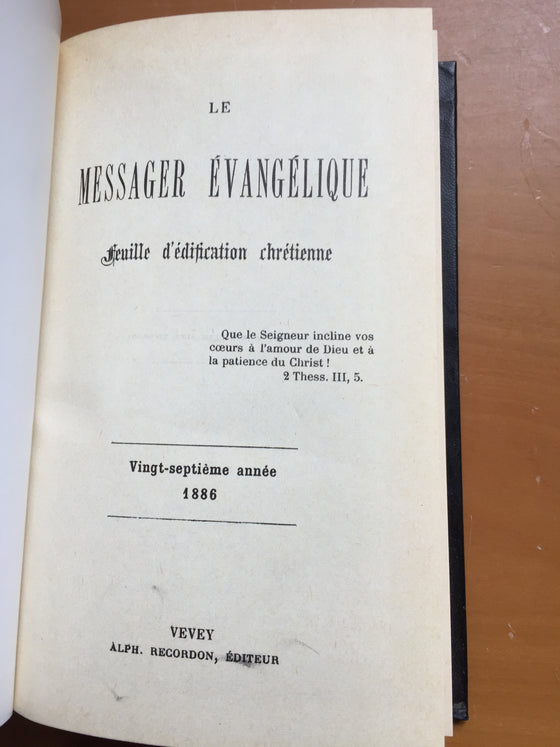 Le messager évangélique 1886