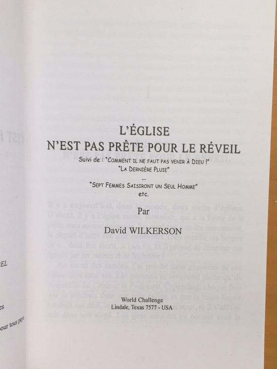 L’Eglise n’est pas prête pour le réveil !