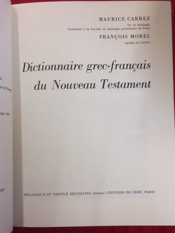 Dictionnaire grec-français du Nouveau Testament [CAREZ & MOREL]