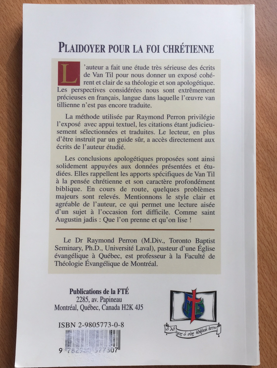 Plaidoyer pour la foi chrétienne, l’apologétique selon Cornelius Van Til