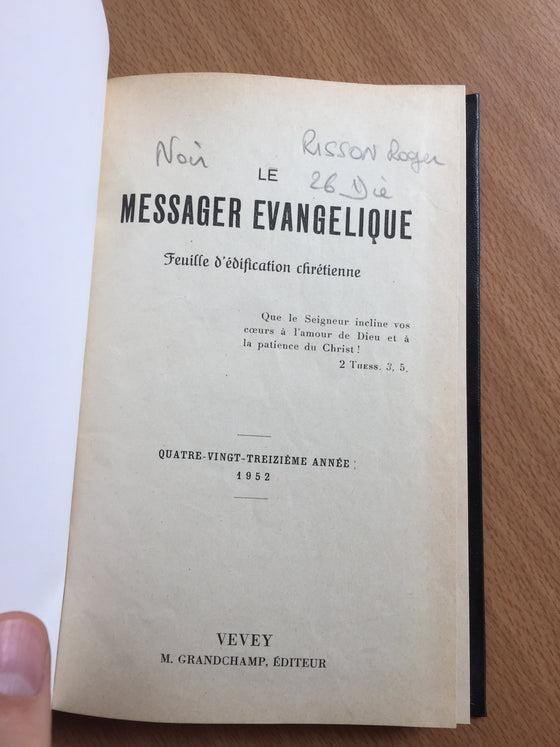 Le messager évangélique 1952