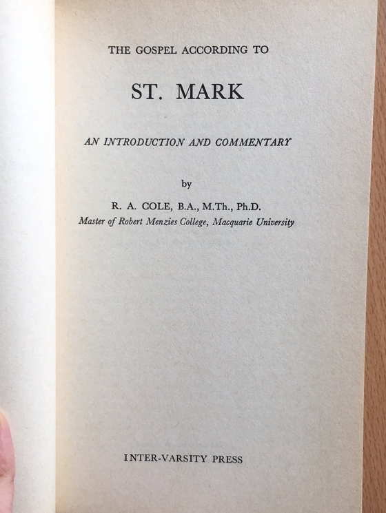 Mark Tyndale New Testament Commentaries
