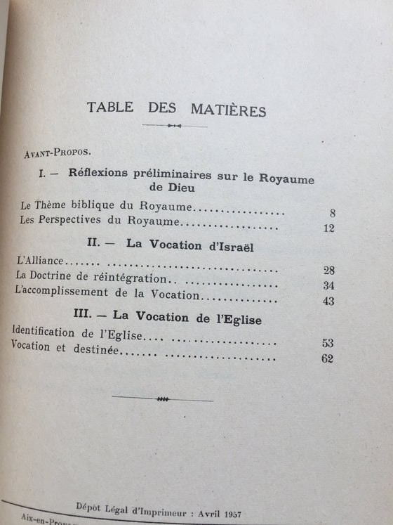 La vocation d’Israël et la vocation de l’église