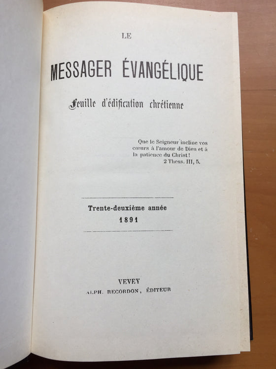 Le messager évangélique 1891