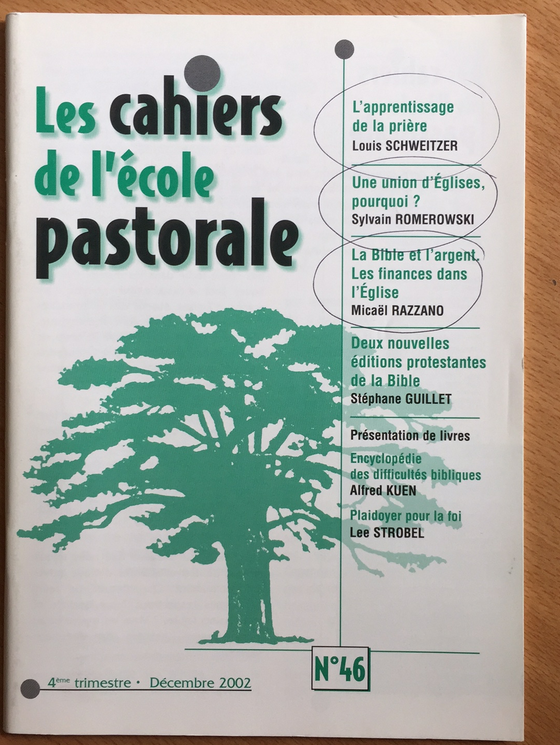 Les cahiers de l’école pastorale -4e trimestre 2002 vol.46