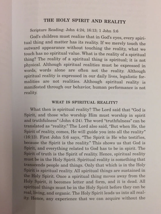 The Holy Spirit and reality