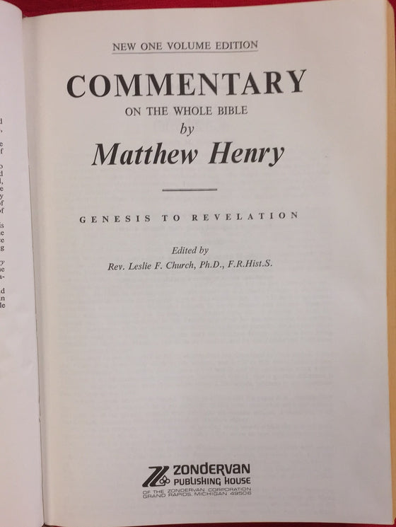 Matthew Henry's Commentary from Genesis to Revelation
