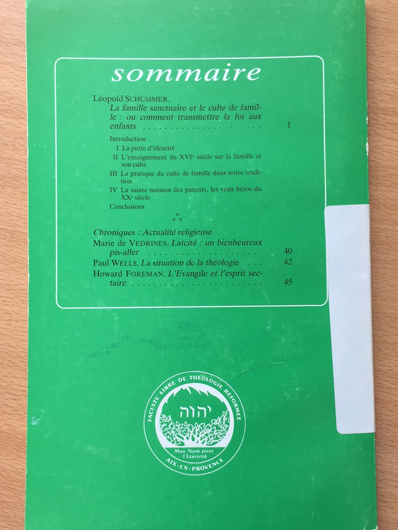 La revue réformée #160 1989/3