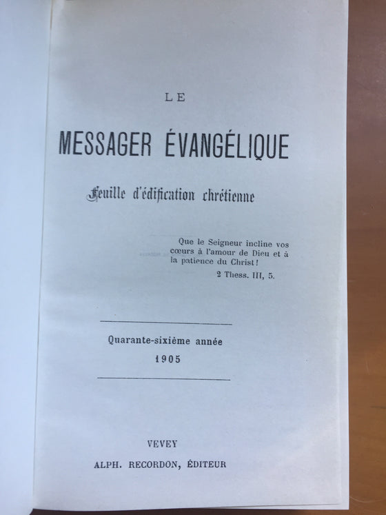 Le messager évangélique 1905