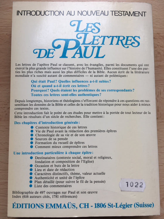 Les lettres de Paul (Introduction au Nouveau Testament) - ChezCarpus.com